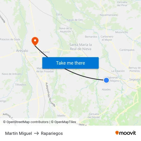 Martín Miguel to Rapariegos map