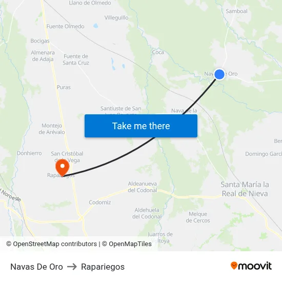 Navas De Oro to Rapariegos map