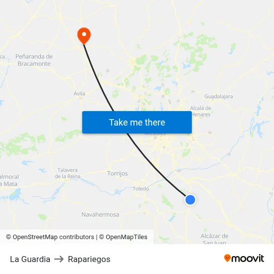 La Guardia to Rapariegos map