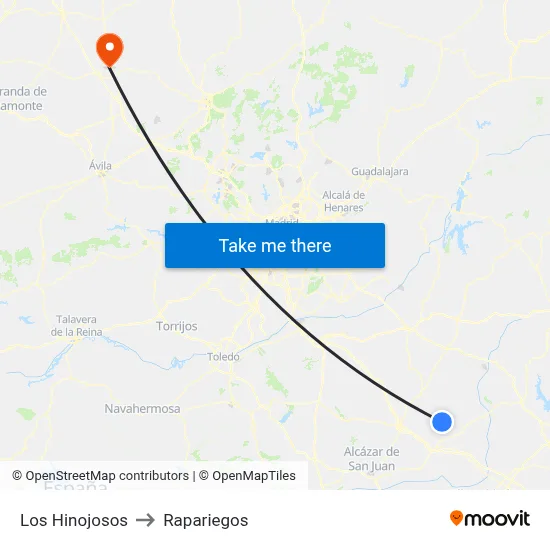 Los Hinojosos to Rapariegos map