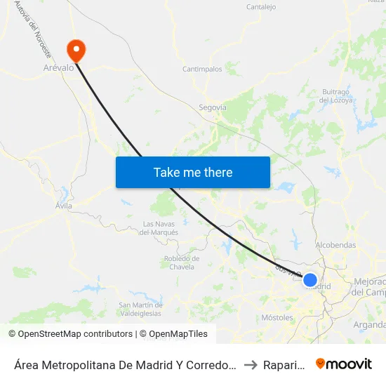 Área Metropolitana De Madrid Y Corredor Del Henares to Rapariegos map