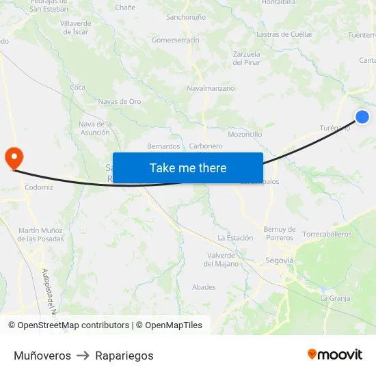 Muñoveros to Rapariegos map