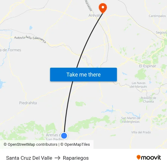 Santa Cruz Del Valle to Rapariegos map
