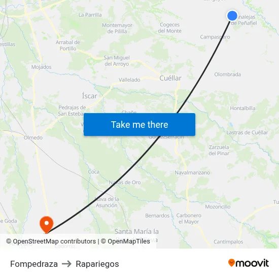 Fompedraza to Rapariegos map