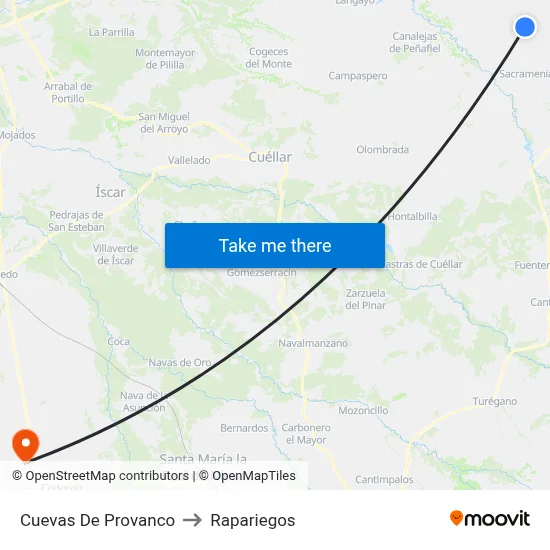 Cuevas De Provanco to Rapariegos map