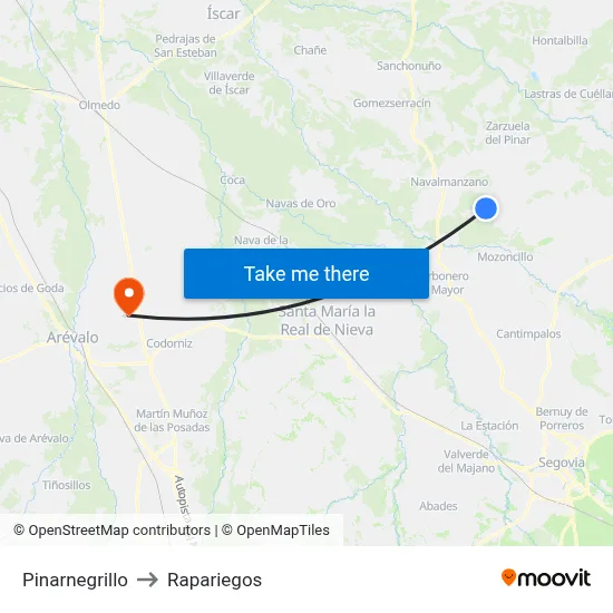 Pinarnegrillo to Rapariegos map