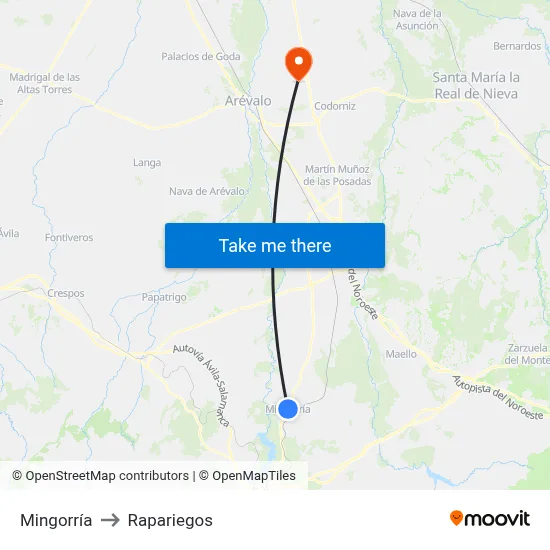 Mingorría to Rapariegos map