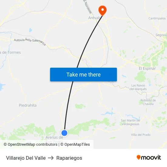 Villarejo Del Valle to Rapariegos map