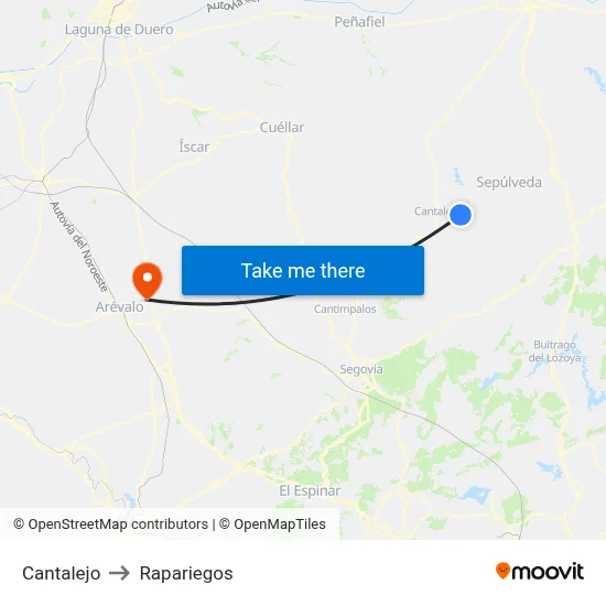 Cantalejo to Rapariegos map