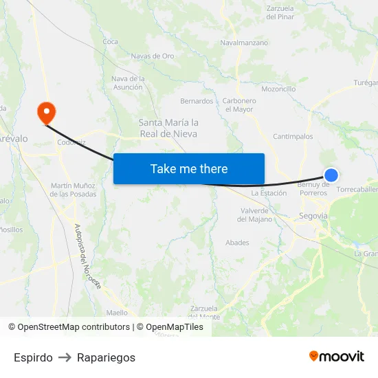 Espirdo to Rapariegos map