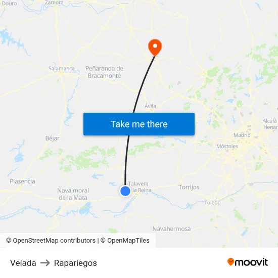 Velada to Rapariegos map
