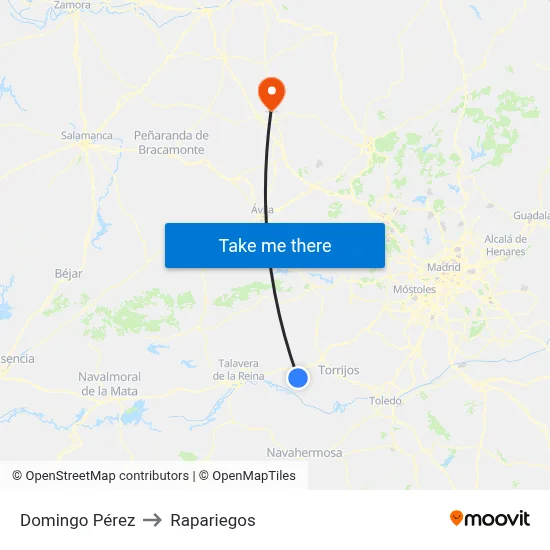 Domingo Pérez to Rapariegos map