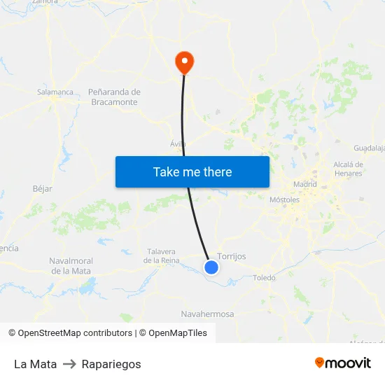 La Mata to Rapariegos map