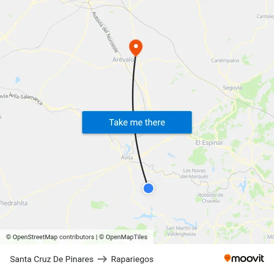 Santa Cruz De Pinares to Rapariegos map
