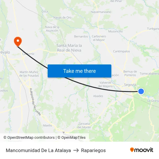 Mancomunidad De La Atalaya to Rapariegos map