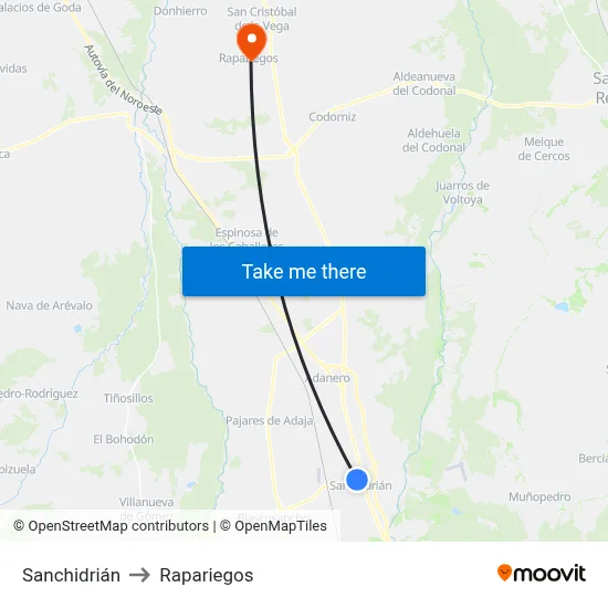 Sanchidrián to Rapariegos map