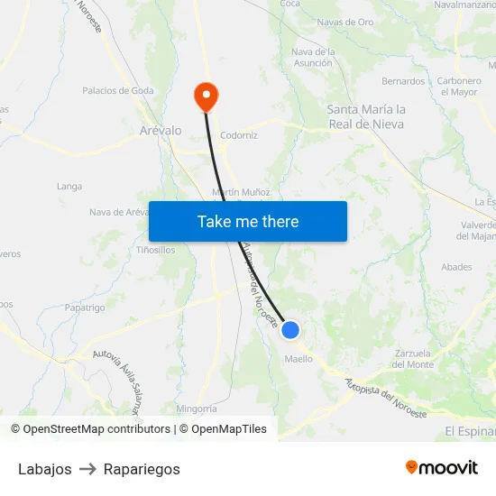 Labajos to Rapariegos map