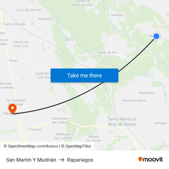 San Martín Y Mudrián to Rapariegos map