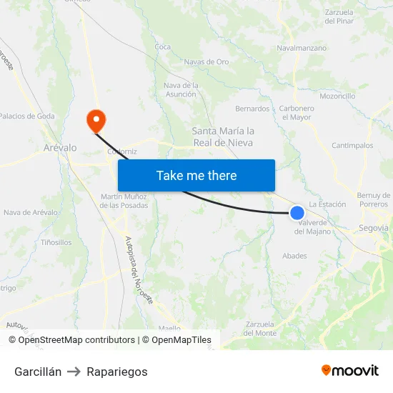 Garcillán to Rapariegos map
