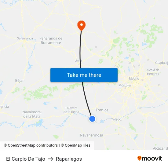 El Carpio De Tajo to Rapariegos map