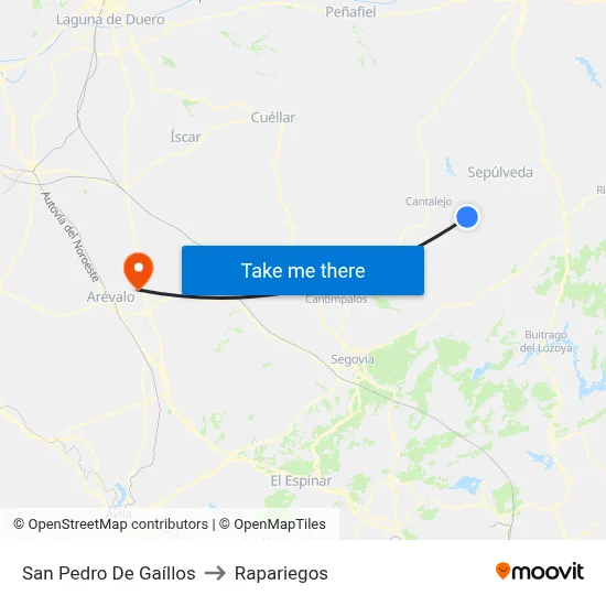 San Pedro De Gaíllos to Rapariegos map