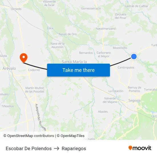 Escobar De Polendos to Rapariegos map