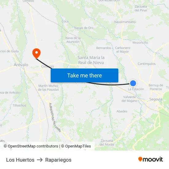 Los Huertos to Rapariegos map