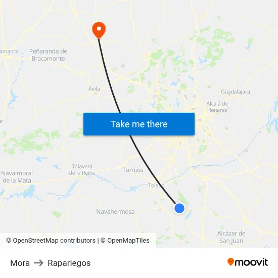 Mora to Rapariegos map