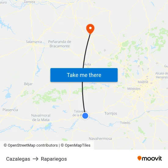 Cazalegas to Rapariegos map