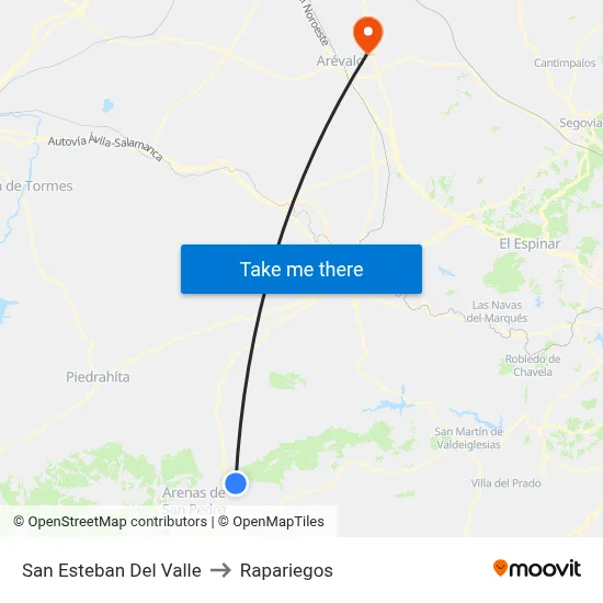 San Esteban Del Valle to Rapariegos map