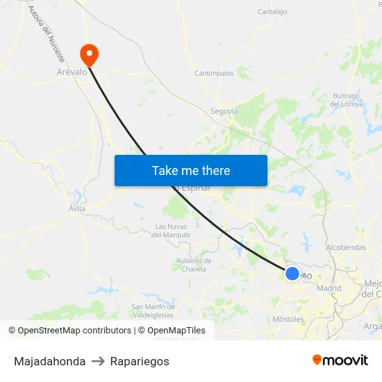 Majadahonda to Rapariegos map