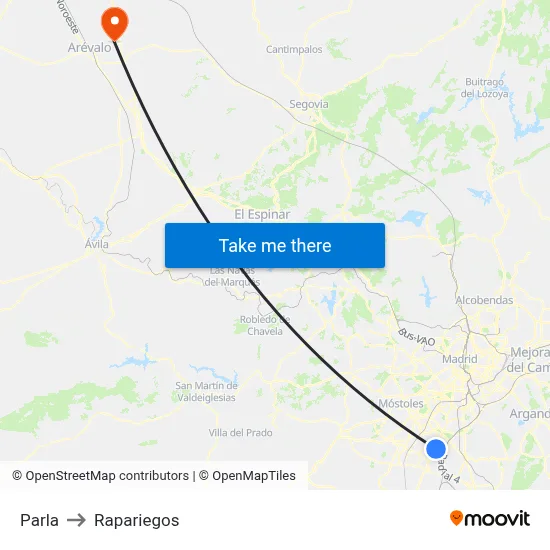 Parla to Rapariegos map