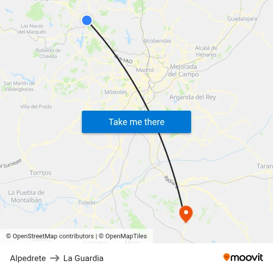 Alpedrete to La Guardia map
