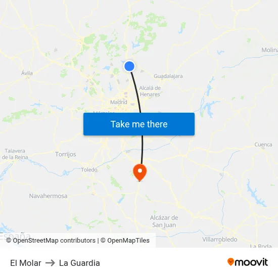 El Molar to La Guardia map