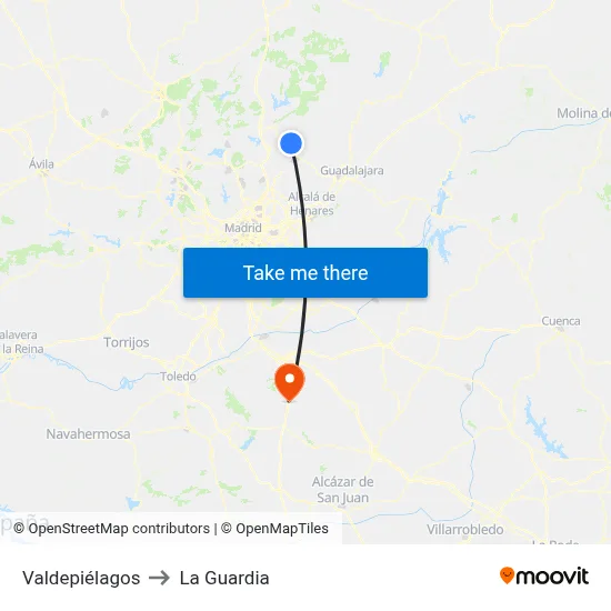 Valdepiélagos to La Guardia map