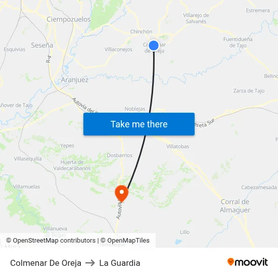 Colmenar De Oreja to La Guardia map