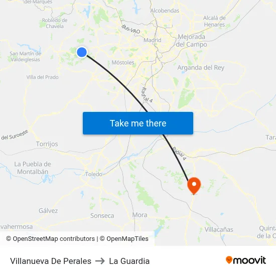 Villanueva De Perales to La Guardia map