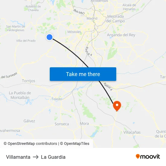 Villamanta to La Guardia map