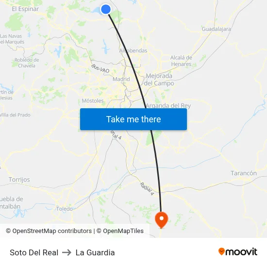 Soto Del Real to La Guardia map