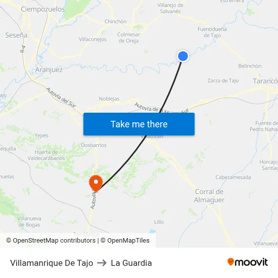 Villamanrique De Tajo to La Guardia map