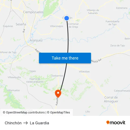 Chinchón to La Guardia map