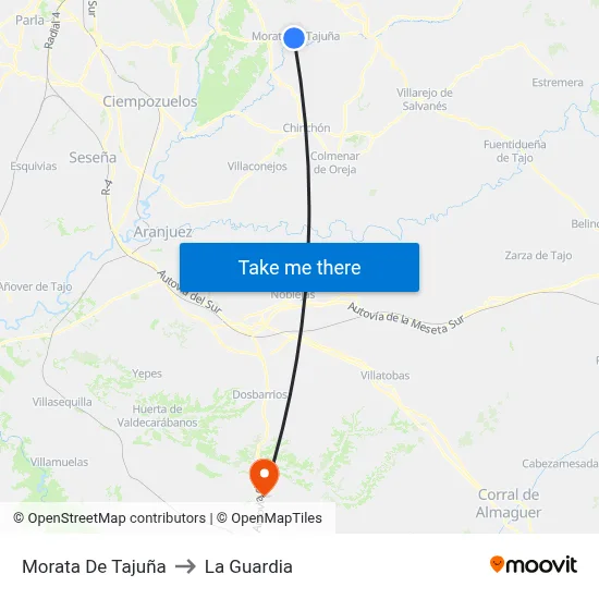 Morata De Tajuña to La Guardia map