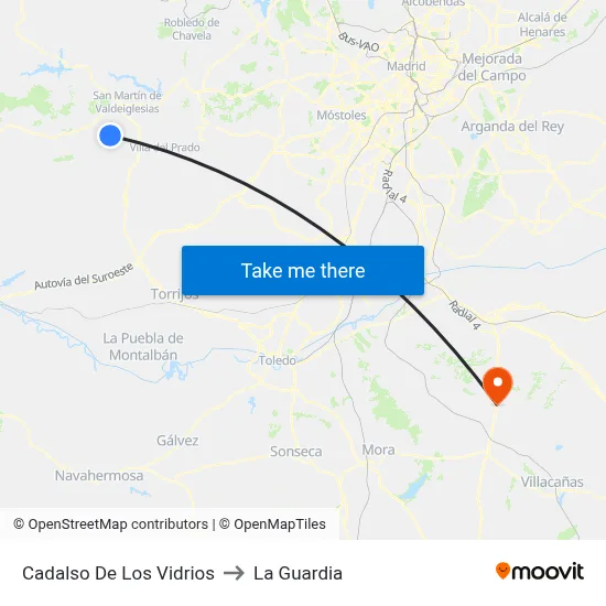 Cadalso De Los Vidrios to La Guardia map