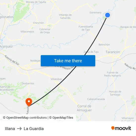 Illana to La Guardia map