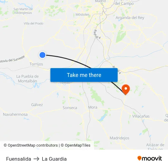 Fuensalida to La Guardia map
