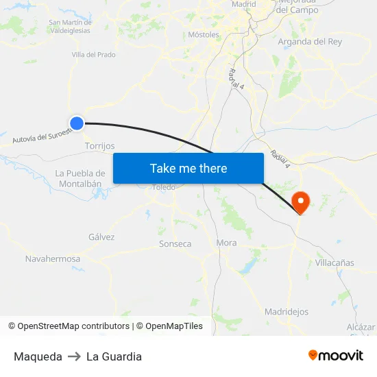 Maqueda to La Guardia map