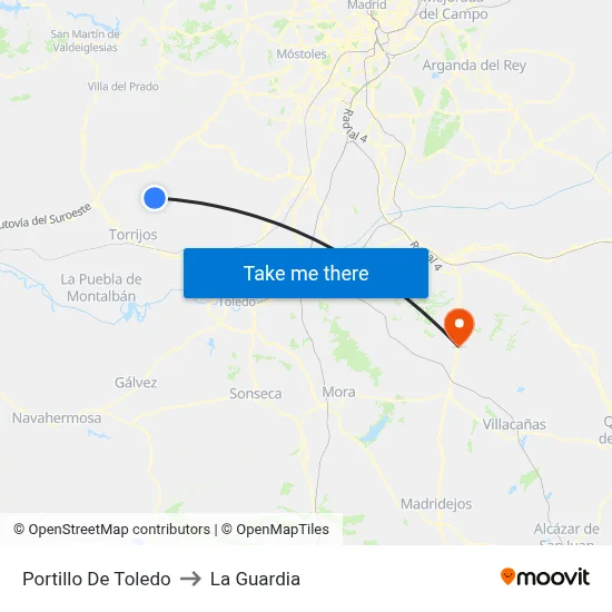 Portillo De Toledo to La Guardia map