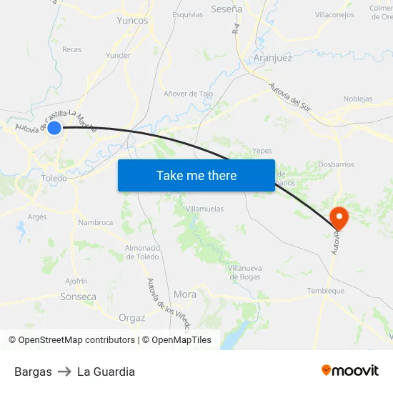 Bargas to La Guardia map