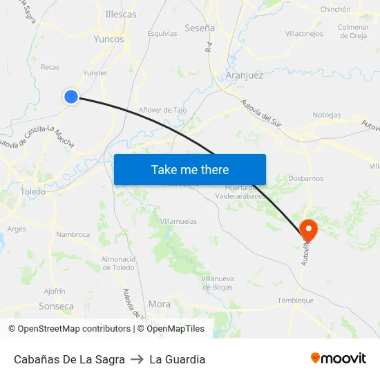 Cabañas De La Sagra to La Guardia map
