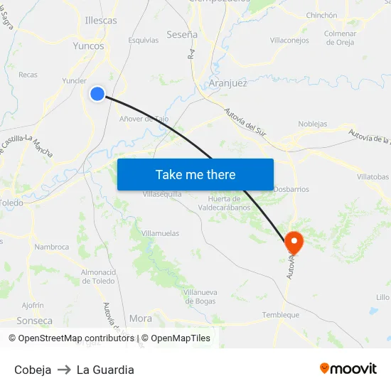 Cobeja to La Guardia map